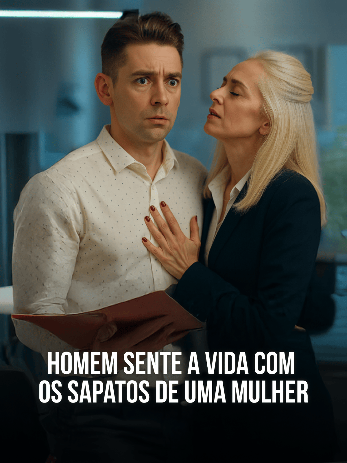 Homem sente a vida com os sapatos de uma mulher cover